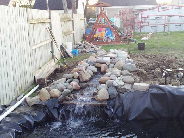 Exposed pond liner