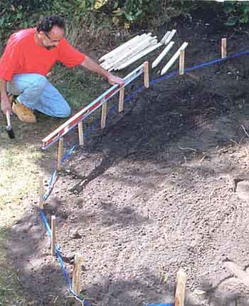 Leveling the pond edges